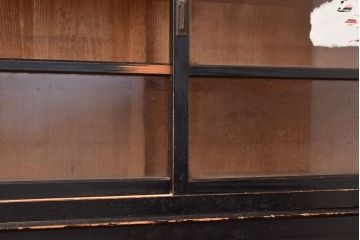 和製アンティーク　大正ロマン　重ねガラス戸棚・上段(収納棚、戸棚、キャビネット)(R-049114)