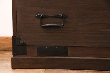 和製アンティーク　天板リメイク　落ち着いた和の雰囲気を醸し出す総桐材製のローボード(テレビボード、テレビ台、引き出し、チェスト)(R-049120)