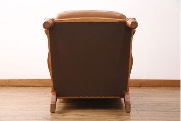 中古　横浜クラシック家具　ダニエル(daniel)　A-518　レオナマスターチェア (Leona)　リラックスタイムにおすすめの本革一人掛けソファ(1Pソファ、アームチェア、ラウンジチェア)(定価約70万円)(R-049122)