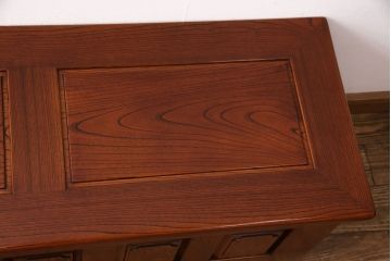 中古　極美品　松本民芸家具の特注品!漆塗りが美しい総ケヤキ材製のベンチ収納箱(収納ボックス)(定価約62万円)(R-049124)