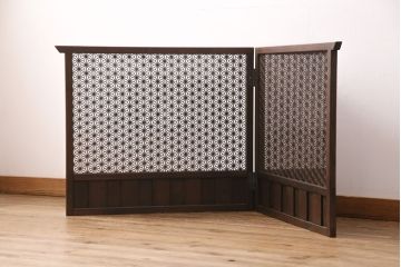 ラフジュ工房オリジナル　両面ガラス　麻の葉紋様の組子が上品な印象を高める衝立(つい立て、仕切り、パーテーション)(R-049150)