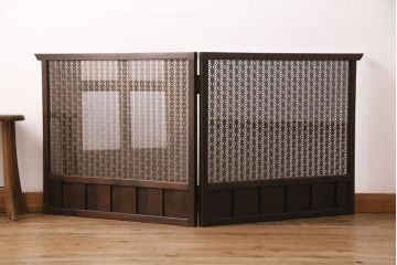 ラフジュ工房オリジナル　両面ガラス　麻の葉紋様の組子が上品な印象を高める衝立(つい立て、仕切り、パーテーション)(R-049150)
