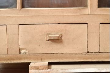 和製アンティーク　収納力抜群!素朴な木の風合いが味わい深い重ね収納棚(キャビネット、戸棚、飾り棚、店舗什器、引き出し)(R-049156)