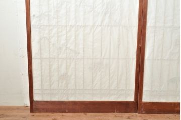 アンティーク建具　鶴亀・松竹梅　縁起物の細工が魅力の障子戸3枚セット(建具、引き戸)(R-049157)