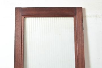 アンティーク建具　昭和レトロ　モールガラス　面取り加工で柔らかな雰囲気が魅力の木製ドア(ガラス扉、建具)(R-049158)