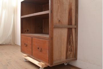 【簡易リペア限定品】和製アンティーク　昭和初期　シンプルな木製の収納棚(オープンラック、飾り棚、本棚)(R-049163)