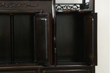 和製ヴィンテージ　黒檀無垢材　上質なこだわりの空間づくりにおすすめの飾り棚　(R-049164)