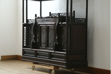 和製ヴィンテージ　黒檀無垢材　上質なこだわりの空間づくりにおすすめの飾り棚　(R-049164)