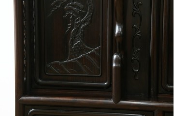 和製ヴィンテージ　黒檀無垢材　上質なこだわりの空間づくりにおすすめの飾り棚　(R-049164)
