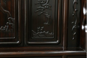 和製ヴィンテージ　黒檀無垢材　上質なこだわりの空間づくりにおすすめの飾り棚　(R-049164)
