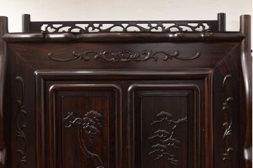 ヴィンテージ家具　黒檀無垢材　上質なこだわりの空間づくりにおすすめの飾り棚(茶棚、戸棚、収納棚、茶箪笥、ビンテージ)(R-049164)