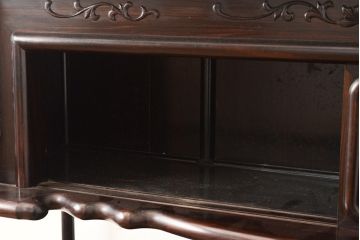 ヴィンテージ家具　黒檀無垢材　上質なこだわりの空間づくりにおすすめの飾り棚(茶棚、戸棚、収納棚、茶箪笥、ビンテージ)(R-049164)