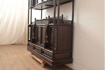ヴィンテージ家具　黒檀無垢材　上質なこだわりの空間づくりにおすすめの飾り棚(茶棚、戸棚、収納棚、茶箪笥、ビンテージ)(R-049164)
