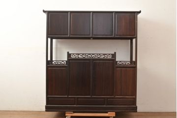 ヴィンテージ家具　黒檀無垢材　上質なこだわりの空間づくりにおすすめの飾り棚(茶棚、戸棚、収納棚、茶箪笥、ビンテージ)(R-049164)