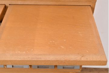 レトロ家具　昭和レトロ　KIHARA　小物収納にうってつけのナラ材製ネームプレート付きカードケース(引き出し、チェスト、図書館、図書室)(R-049165)
