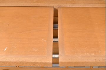 レトロ家具　昭和レトロ　KIHARA　小物収納にうってつけのナラ材製ネームプレート付きカードケース(引き出し、チェスト、図書館、図書室)(R-049165)