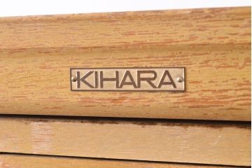 レトロ家具　昭和レトロ　KIHARA　ナラ材製　作業台が付いた、ネームプレート付きカードケース(引き出し、チェスト、図書館、図書室)(R-049166)