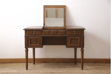 中古　希少　DREXEL HERITAGE(ドレクセルヘリテイジ)　ESPERANTO(エスペラント)　デスクとしても使える、民芸調の個性的なデザインが魅力的なドレッサー(鏡台、化粧台、デスク、在宅ワーク、在宅用)(R-049174)