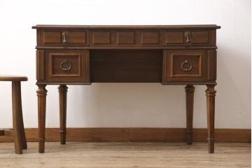 中古　希少　DREXEL HERITAGE(ドレクセルヘリテイジ)　ESPERANTO(エスペラント)　デスクとしても使える、民芸調の個性的なデザインが魅力的なドレッサー(鏡台、化粧台、デスク、在宅ワーク、在宅用)(R-049174)