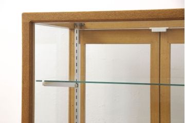 中古　ナラ材　シンプルなデザインと素朴な風合いが魅力のレトロなガラスケース(ショーケース、陳列棚、店舗什器)(R-049183)