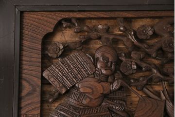 アンティーク建具　細かな彫刻とケヤキ材の木目が見事な彫刻欄間(明り取り、建具)(R-049192)