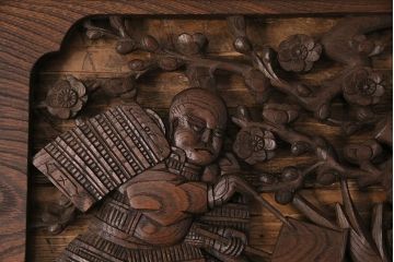 アンティーク建具　細かな彫刻とケヤキ材の木目が見事な彫刻欄間(明り取り、建具)(R-049192)