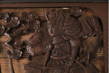 アンティーク建具　細かな彫刻とケヤキ材の木目が見事な彫刻欄間(明り取り、建具)(R-049192)