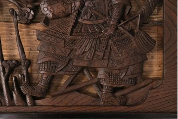 アンティーク建具　細かな彫刻とケヤキ材の木目が見事な彫刻欄間(明り取り、建具)(R-049192)