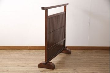 中古　総ケヤキ材　漆塗り　高級品!上質な和の空間を演出する障子付き衝立(つい立て、パーテーション、仕切り)(R-049194)