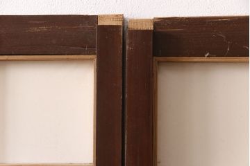 アンティーク建具　小さな障子戸付き　2種類の障子のデザインがお洒落でモダンな雪見障子戸4枚セット(建具、擦り上げ障子戸、擦上障子戸、引き戸)(R-049195)