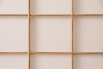 アンティーク建具　小さな障子戸付き　2種類の障子のデザインがお洒落でモダンな雪見障子戸4枚セット(建具、擦り上げ障子戸、擦上障子戸、引き戸)(R-049195)