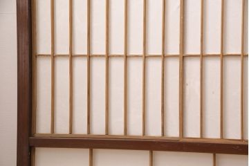 アンティーク建具　小さな障子戸付き　2種類の障子のデザインがお洒落でモダンな雪見障子戸4枚セット(建具、擦り上げ障子戸、擦上障子戸、引き戸)(R-049195)