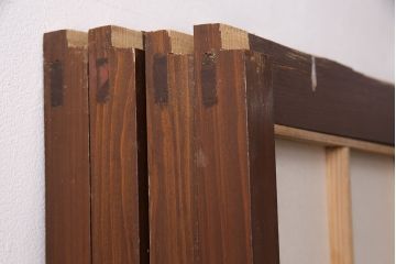アンティーク建具　小さな障子戸付き　2種類の障子のデザインがお洒落でモダンな雪見障子戸4枚セット(建具、擦り上げ障子戸、擦上障子戸、引き戸)(R-049195)