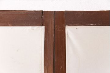 アンティーク建具　小さな障子戸付き　2種類の障子のデザインがお洒落でモダンな雪見障子戸4枚セット(建具、擦り上げ障子戸、擦上障子戸、引き戸)(R-049195)