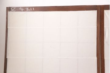 アンティーク建具　小さな障子戸付き　2種類の障子のデザインがお洒落でモダンな雪見障子戸4枚セット(建具、擦り上げ障子戸、擦上障子戸、引き戸)(R-049195)