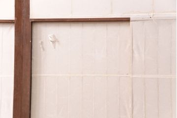アンティーク建具　小さな障子戸付き　2種類の障子のデザインがお洒落でモダンな雪見障子戸4枚セット(建具、擦り上げ障子戸、擦上障子戸、引き戸)(R-049195)