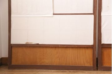 アンティーク建具　小さな障子戸付き　2種類の障子のデザインがお洒落でモダンな雪見障子戸4枚セット(建具、擦り上げ障子戸、擦上障子戸、引き戸)(R-049195)