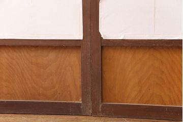 アンティーク建具　小さな障子戸付き　2種類の障子のデザインがお洒落でモダンな雪見障子戸4枚セット(建具、擦り上げ障子戸、擦上障子戸、引き戸)(R-049195)
