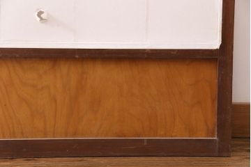 アンティーク建具　小さな障子戸付き　2種類の障子のデザインがお洒落でモダンな雪見障子戸4枚セット(建具、擦り上げ障子戸、擦上障子戸、引き戸)(R-049195)