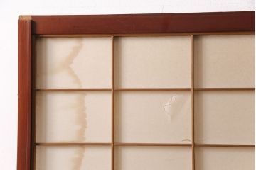 アンティーク建具　経年による風合いが情緒溢れる雪見障子戸2枚セット(摺り上げ障子戸、引き戸、擦り上げ障子戸、擦上障子戸、建具)(R-049196)
