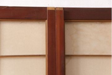 アンティーク建具　経年による風合いが情緒溢れる雪見障子戸2枚セット(摺り上げ障子戸、引き戸、擦り上げ障子戸、擦上障子戸、建具)(R-049196)