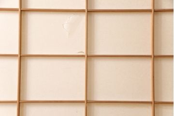 アンティーク建具　経年による風合いが情緒溢れる雪見障子戸2枚セット(摺り上げ障子戸、引き戸、擦り上げ障子戸、擦上障子戸、建具)(R-049196)
