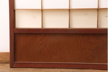 アンティーク建具　経年による風合いが情緒溢れる雪見障子戸2枚セット(摺り上げ障子戸、引き戸、擦り上げ障子戸、擦上障子戸、建具)(R-049196)