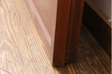 アンティーク建具　経年による風合いが情緒溢れる雪見障子戸2枚セット(摺り上げ障子戸、引き戸、擦り上げ障子戸、擦上障子戸、建具)(R-049196)