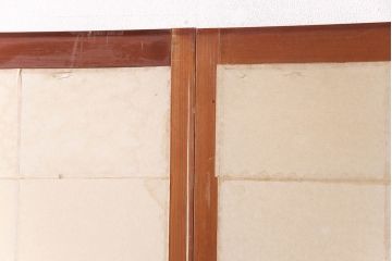 アンティーク建具　経年による風合いが情緒溢れる雪見障子戸2枚セット(摺り上げ障子戸、引き戸、擦り上げ障子戸、擦上障子戸、建具)(R-049196)