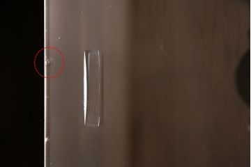 中古　九州民芸家具　縦桟が上品な印象を与えるガラス戸棚(収納棚、キャビネット)(R-049198)