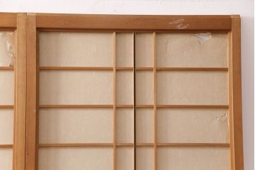 アンティーク建具　日本風情が感じられる雪見障子戸4枚セット(摺り上げ障子戸、引き戸、擦り上げ障子戸、擦上障子戸、建具)(R-049199)