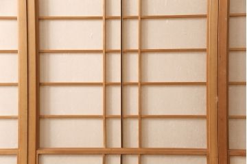 アンティーク建具　日本風情が感じられる雪見障子戸4枚セット(摺り上げ障子戸、引き戸、擦り上げ障子戸、擦上障子戸、建具)(R-049199)