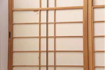 アンティーク建具　日本風情が感じられる雪見障子戸4枚セット(摺り上げ障子戸、引き戸、擦り上げ障子戸、擦上障子戸、建具)(R-049199)