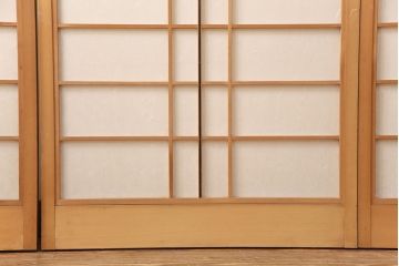 アンティーク建具　日本風情が感じられる雪見障子戸4枚セット(摺り上げ障子戸、引き戸、擦り上げ障子戸、擦上障子戸、建具)(R-049199)